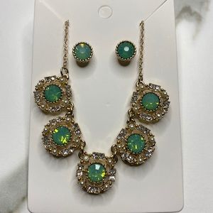 Semi Precious Stone Charm Necklace & Stud Earrings